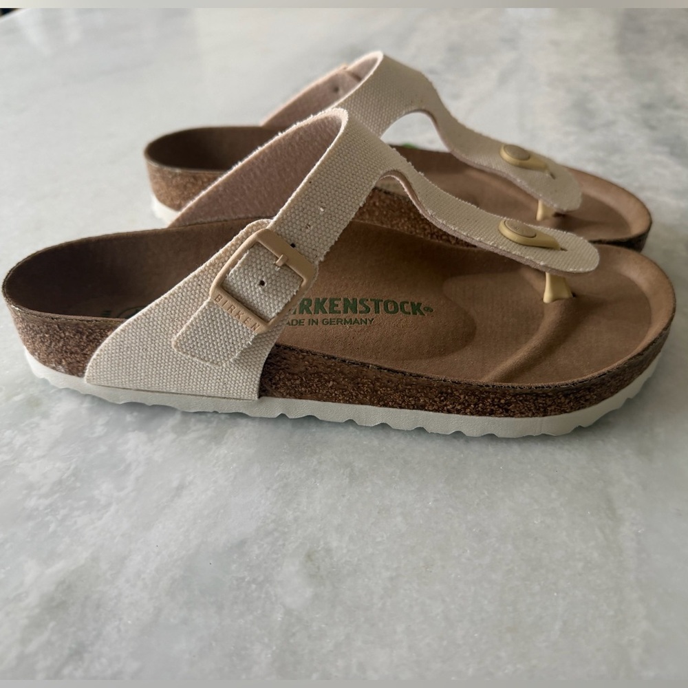 Birkenstock | Vegan Gizeh Canvas Eggshell Sandals | 39 | NWT - Picture 8 of 10
